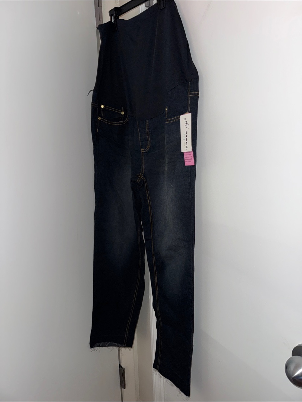 Oh! Mamma Black Skinny Jeans with Contrast Stitching